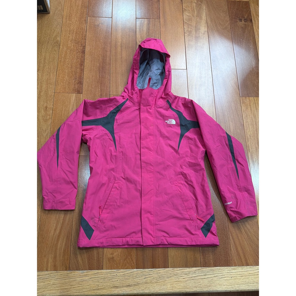 The North Face Girls Pink Hyvent Hooded Waterproof Jacket She'll Kids XL 18‎